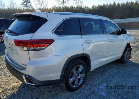 2018 Toyota Highlander Limited z USA, uszkodzony, nr VIN 5TDYZRFH5JS268292